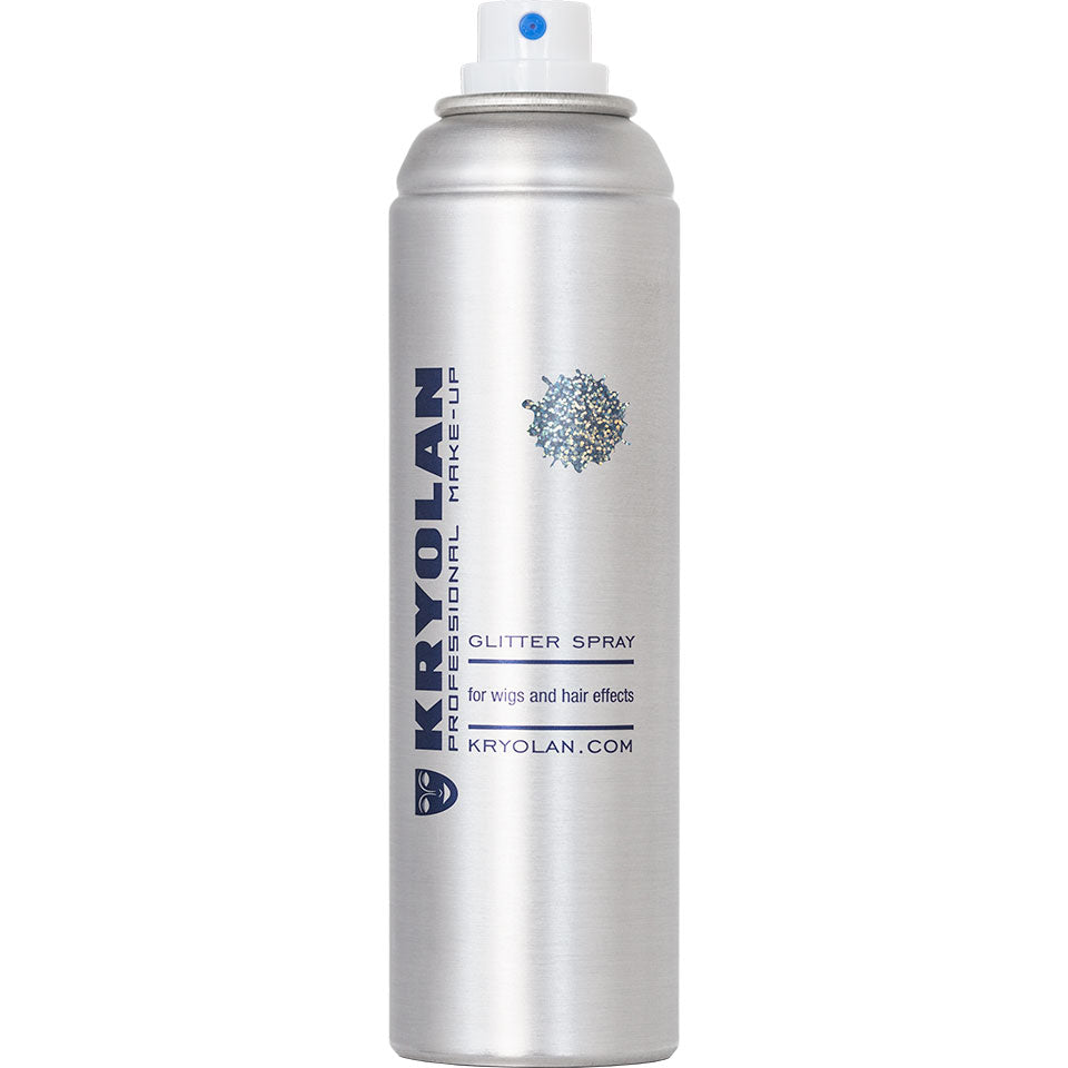 Kryolan glitter spray can on a white background