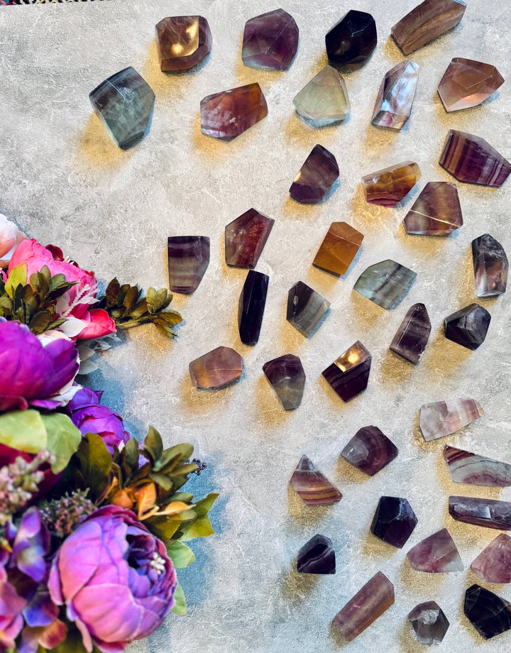 Fluorite Candy Shapes, Polished Fluorite Freeforms, Fluorescent Crystals