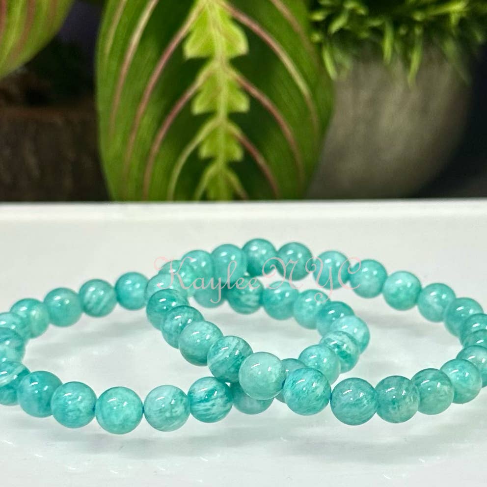 KayleeNYC Natural Amazonite 8mm 7.5” Crystal Stretch Bracelet