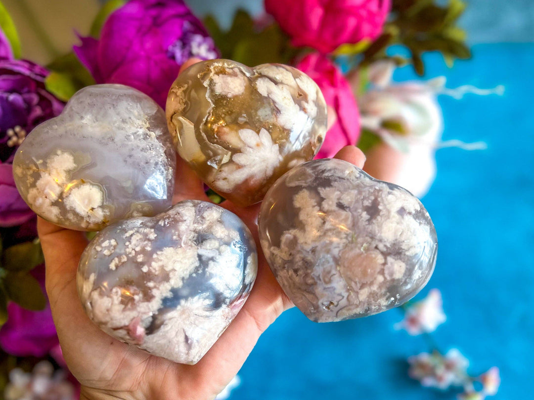 Flower Agate Hearts