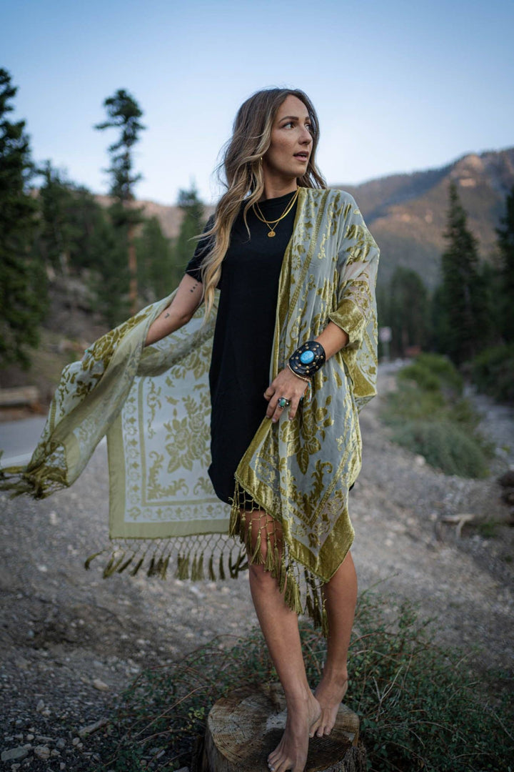 Winter Favorite: Crushin' On You Velvet Kimono - Olive