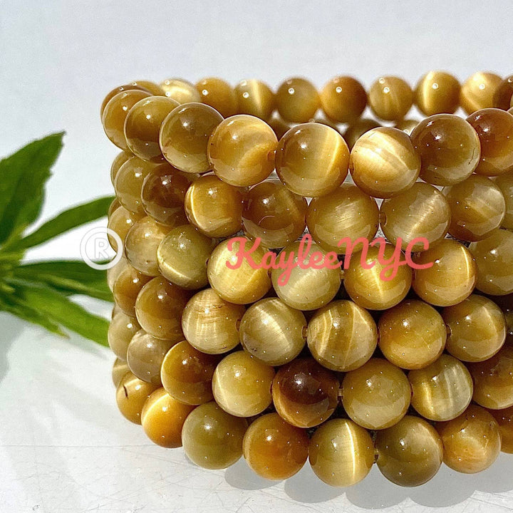 KayleeNYC Natural Honey Tiger Eye 8mm 7.5” Stretch Bracelet