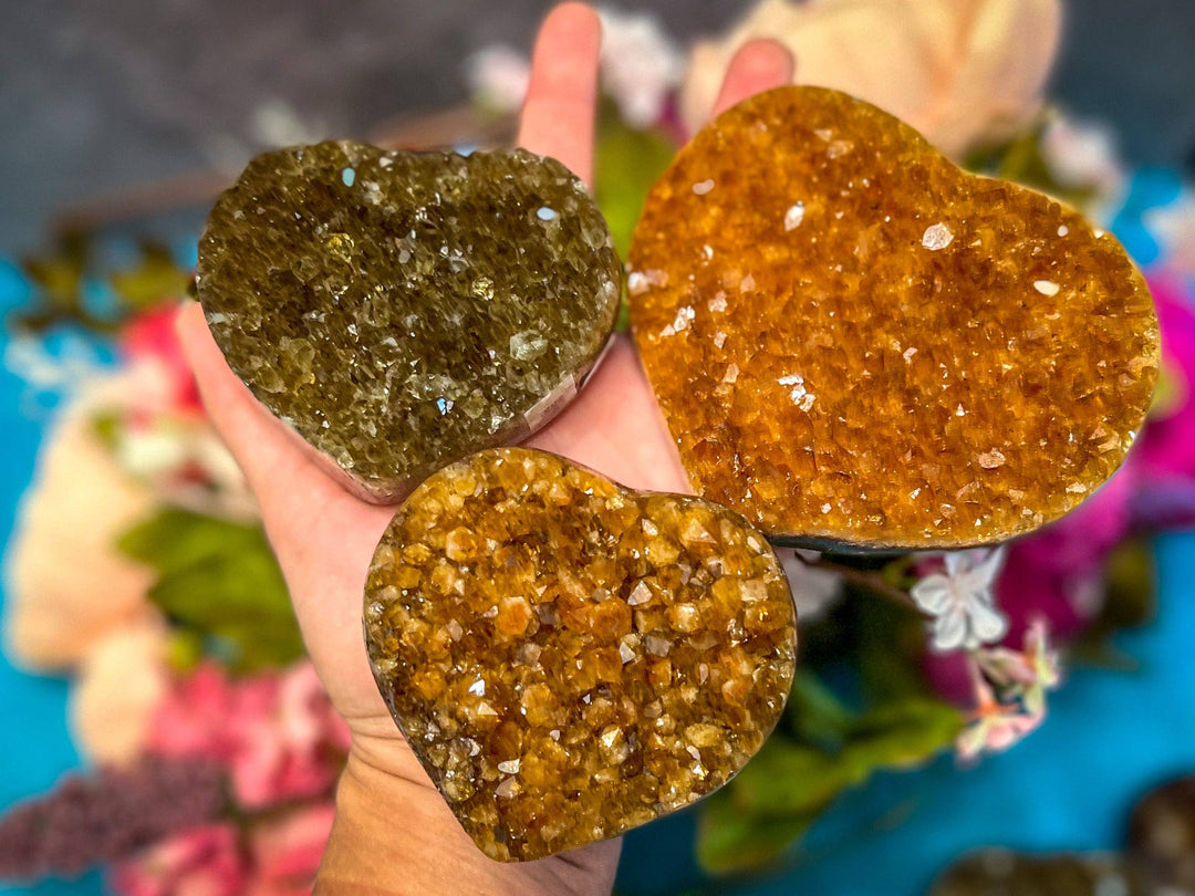 Raw Citrine Hearts, Ethically Sourced
