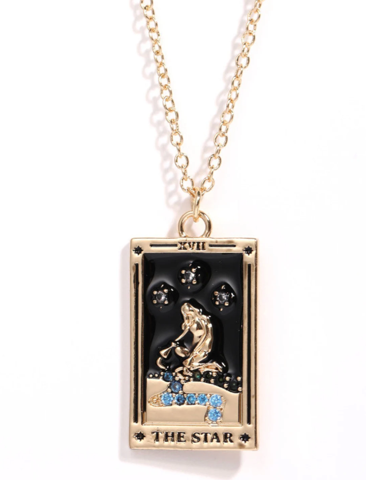 Tarot Card Necklace- The Star- 18K Gold stainless steel