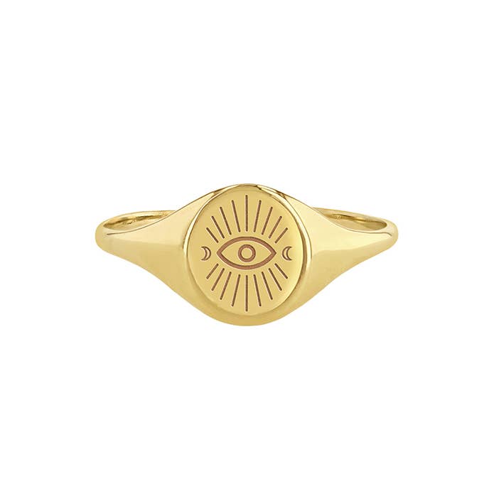 Evil Eye Adjustable Gold Ring