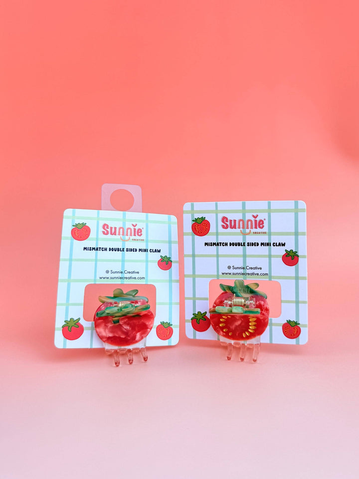 Mini Mismatch Double Side Tomato Claw Hair Clip