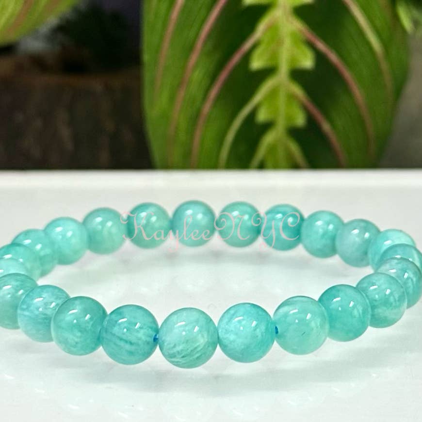 KayleeNYC Natural Amazonite 8mm 7.5” Crystal Stretch Bracelet