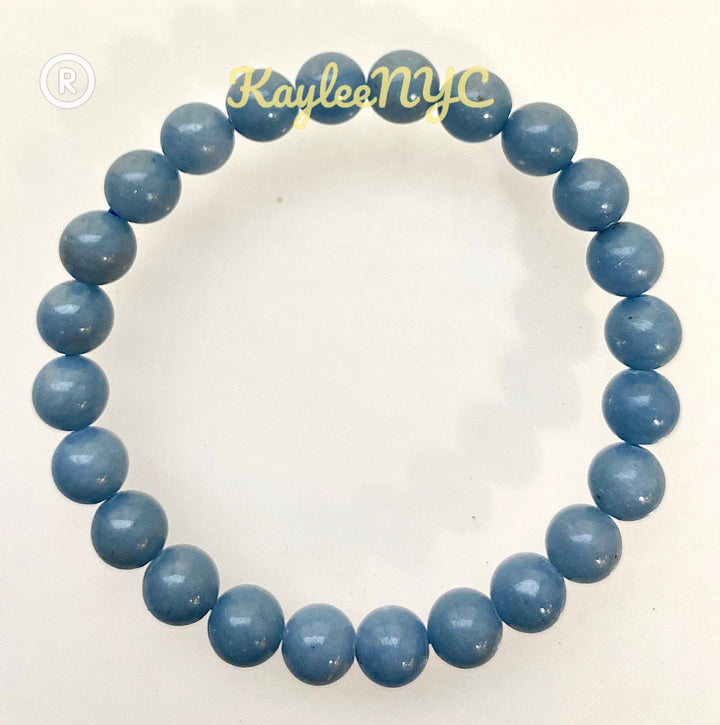 Natural Angelite 8mm 7.5” Crystal Bracelet
