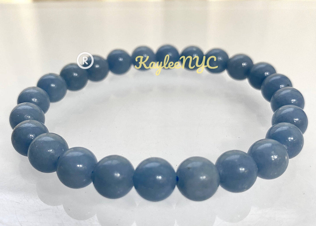 Natural Angelite 8mm 7.5” Crystal Bracelet