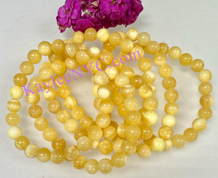 8mm Natural Orange Calcite 7.5” Stretch Bracelet