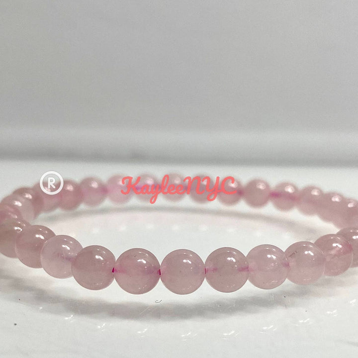 KayleeNYC Natural Rose Quartz 6mm 7.5” Crystal Healing Stretch Bracelet