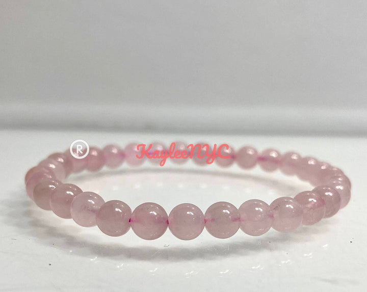 Natural Rose Quartz 6mm 7.5” Crystal Healing Stretch Bracele