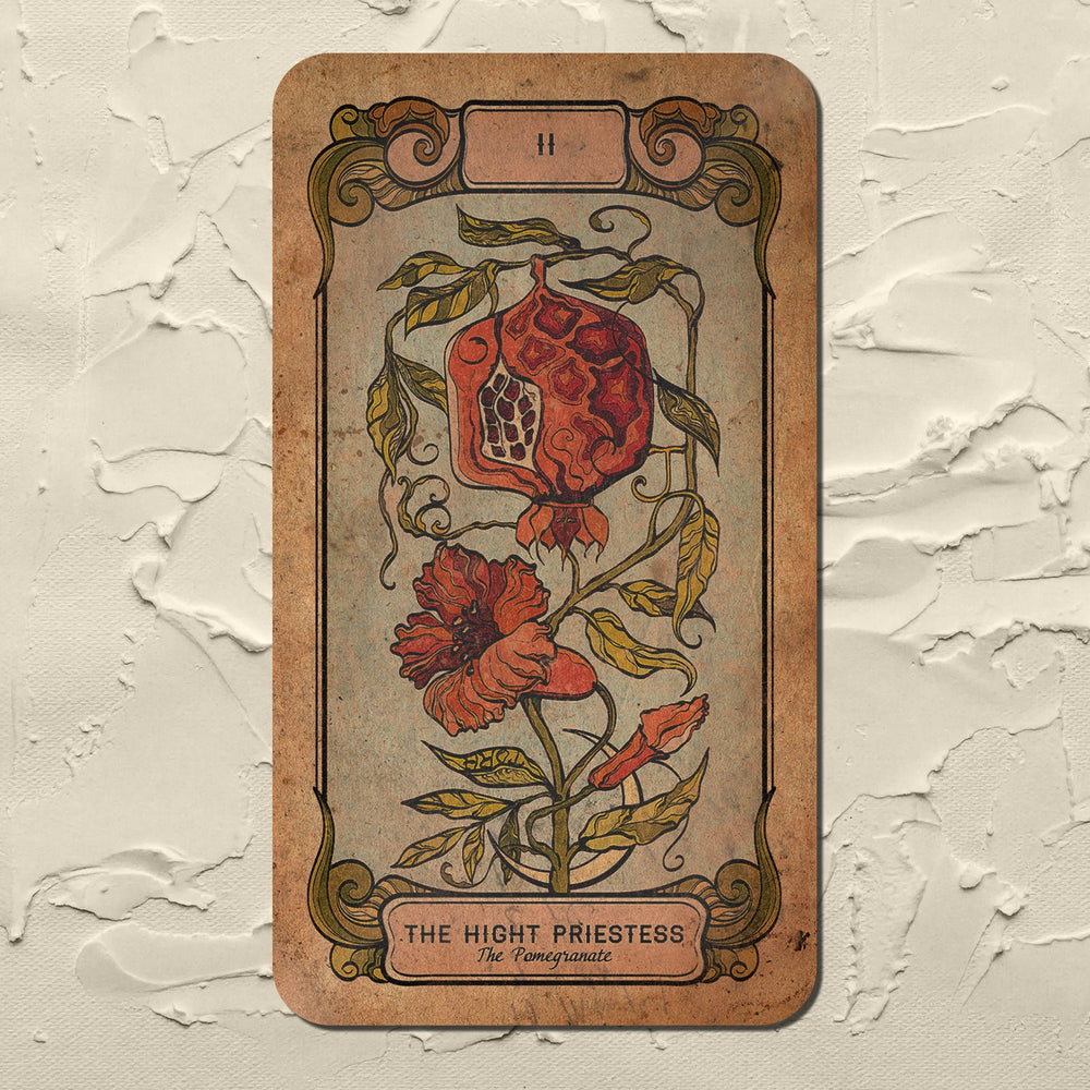 This is a card that holds beautiful strong female energy from the Botanica Oculta Tarot Deck!