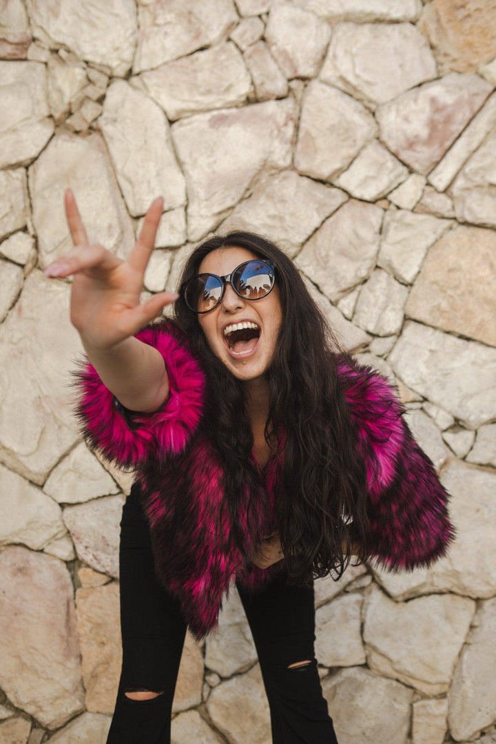 Planet Queen Faux Fur Jacket in Monster Pink
