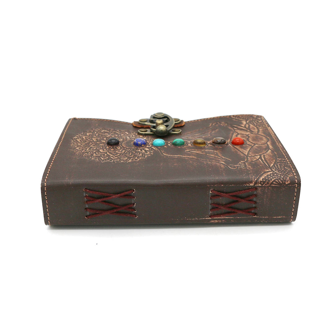 Embossed 7 Chakras Blank Leather Journal (5 x 7 in.)