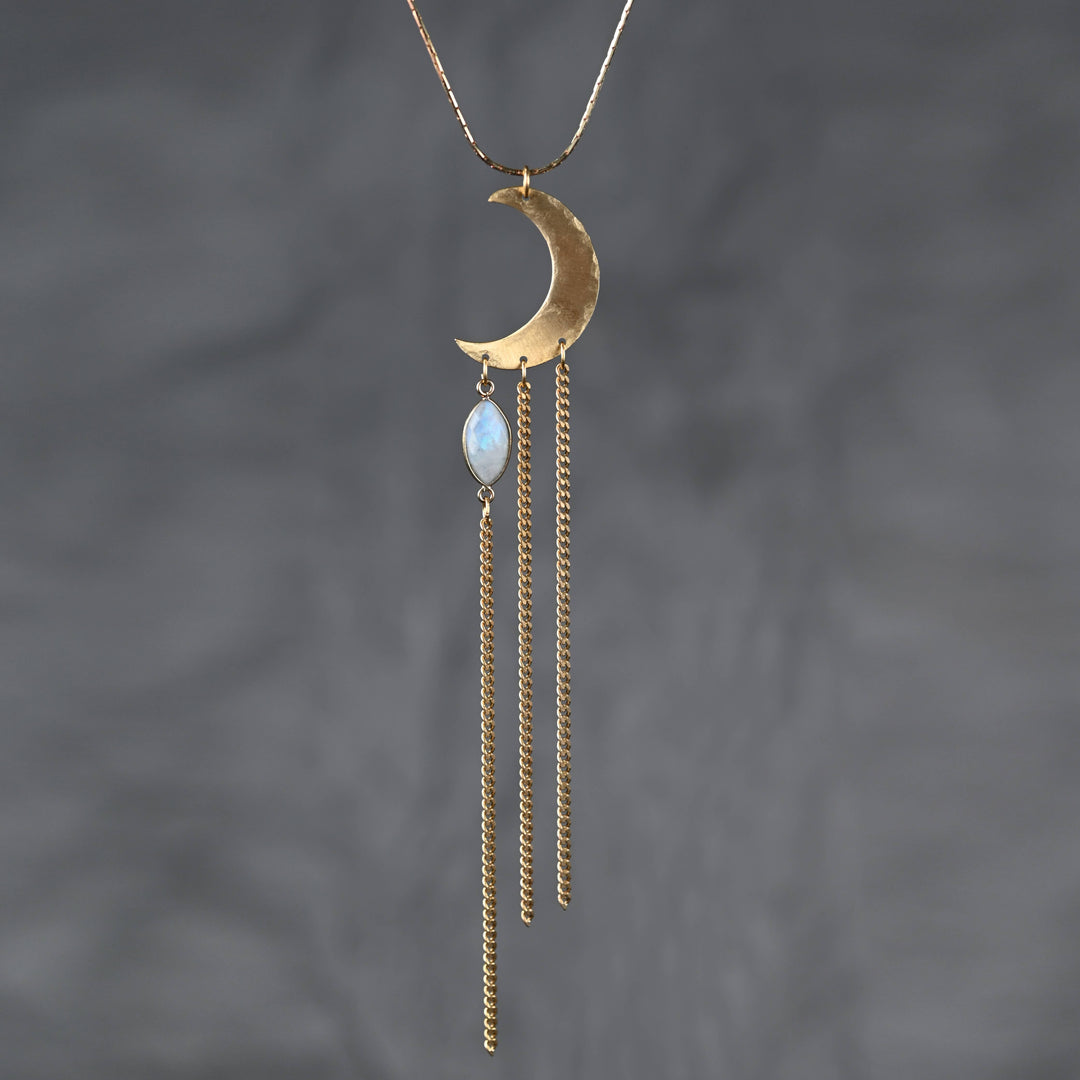 Hammered Moon w/ Semi Precious on an Adjustable Chain