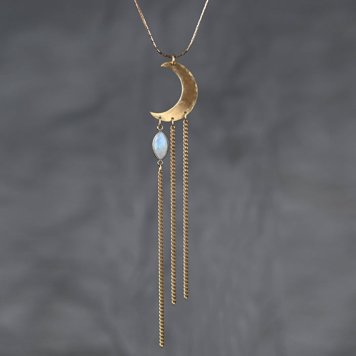 Hammered Moon w/ Semi Precious on an Adjustable Chain