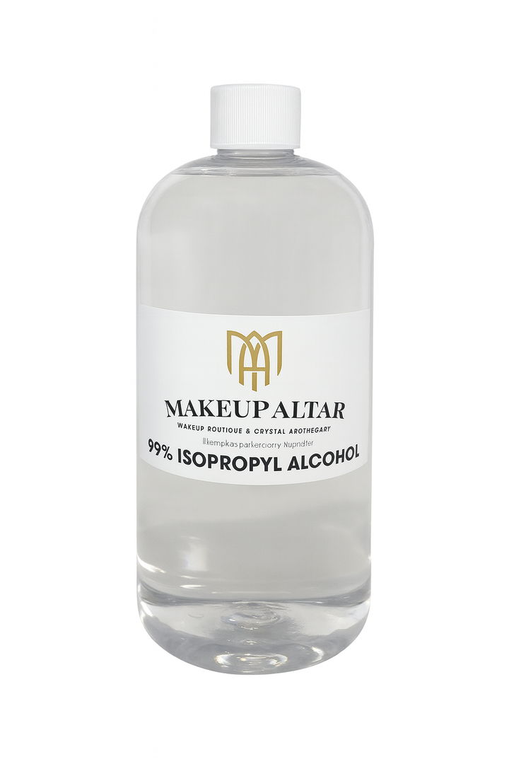 Bottle of Makeup Alter isopropyl alcohol on a white background