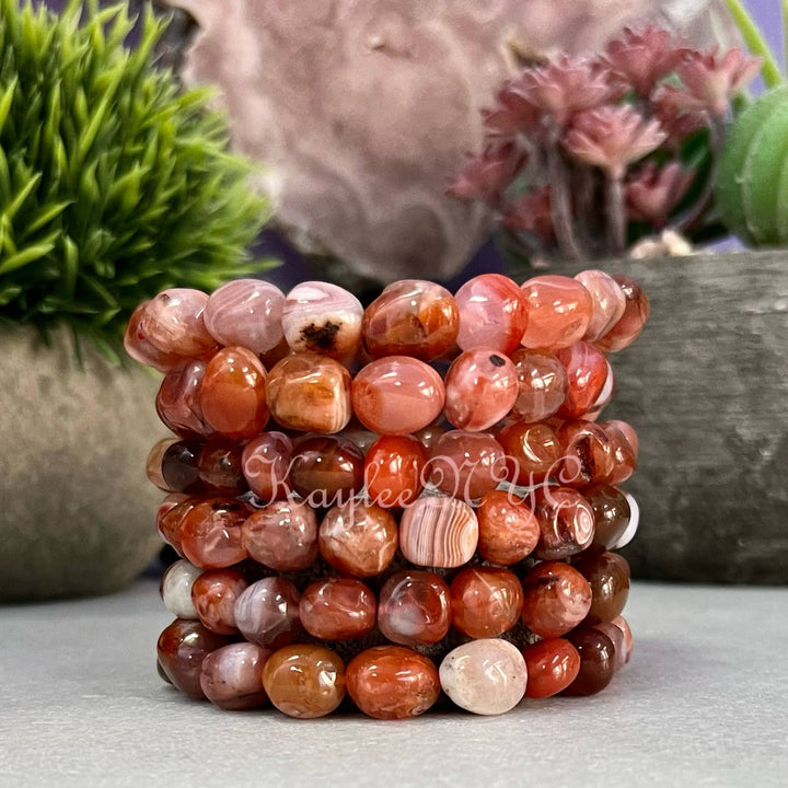 Red Blood Agate tumble bracelets