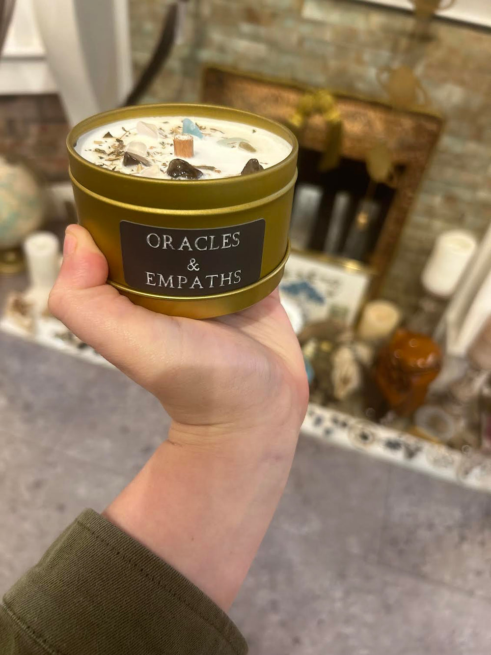 this is the front of the Oracles and Empaths candle