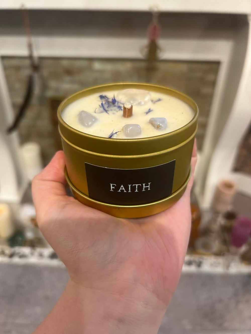 This is the front of the Faith candle