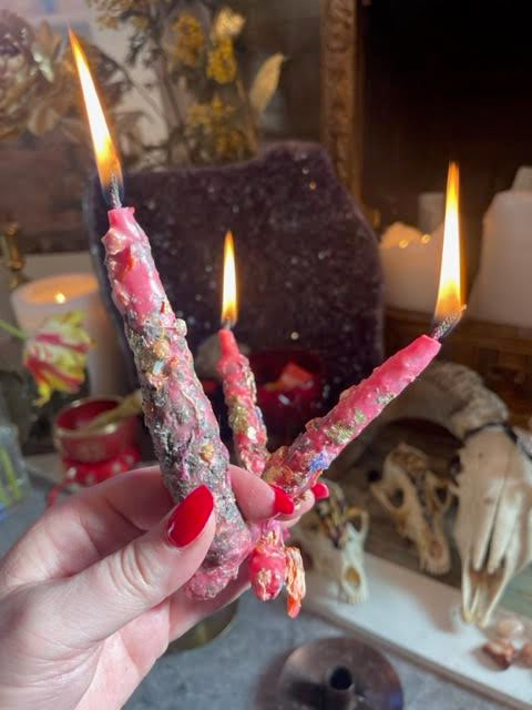 This is the red intention candle made by a witch up in Latvia.