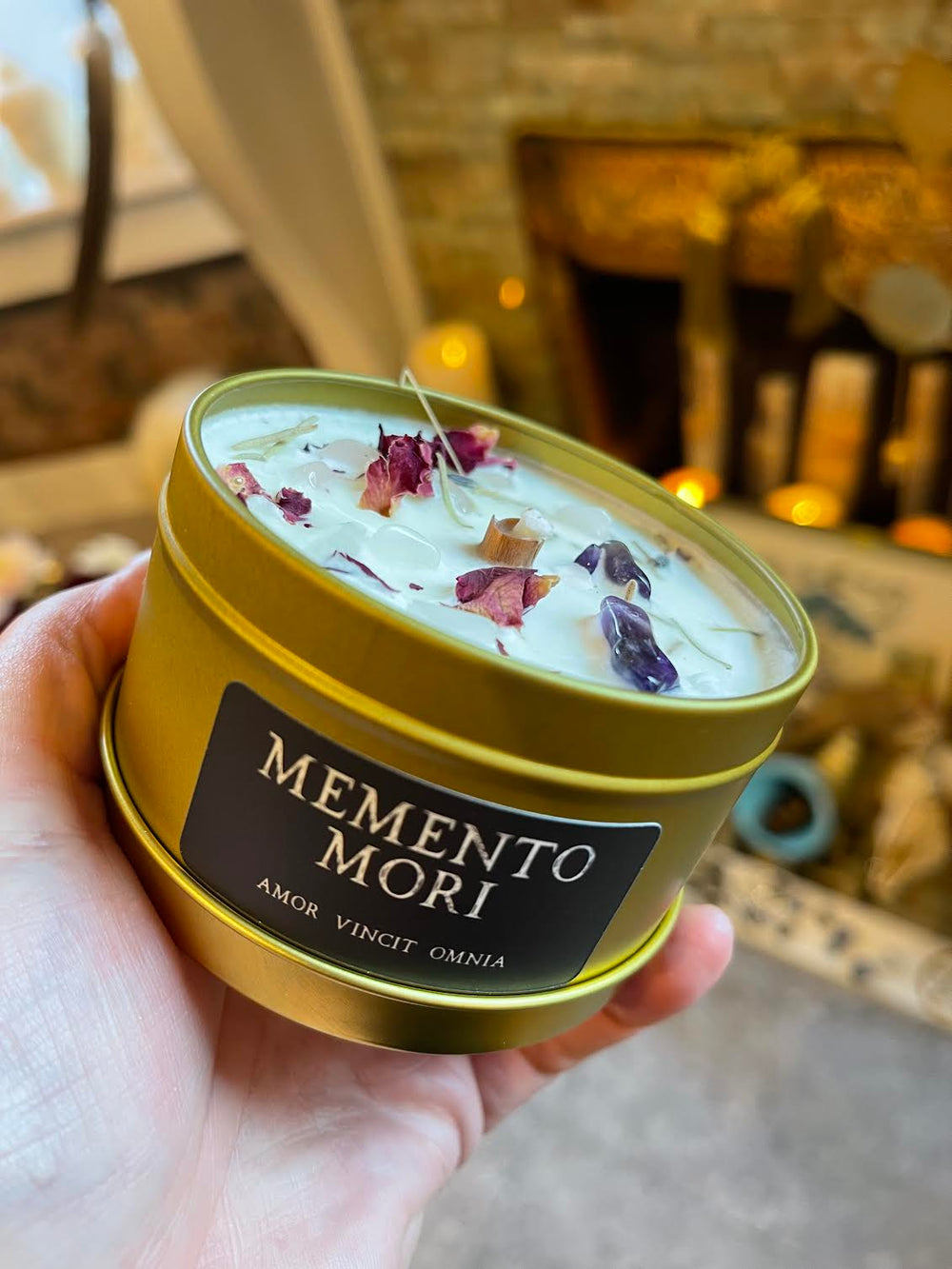 This is the front of the Memento Mori candle