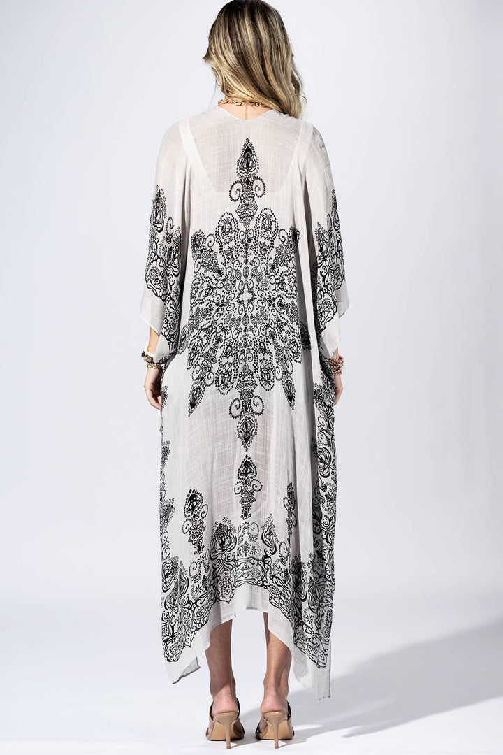 Botanical Border Kimono