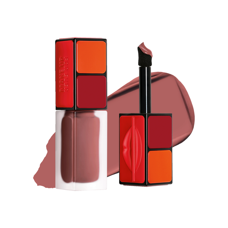 Makeup product with red and orange shades on a white background