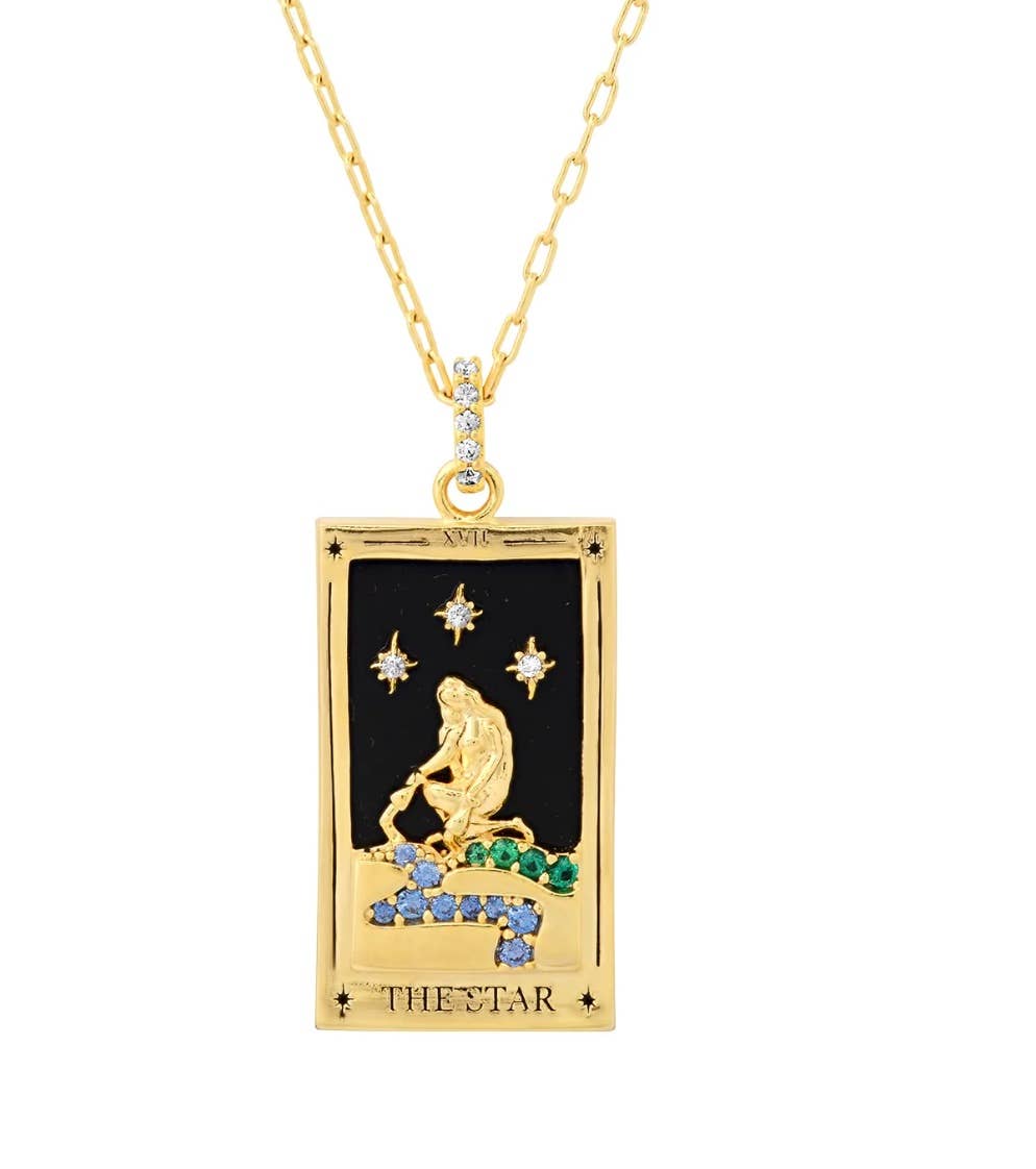 Tarot Card Necklace- The Star- 18K Gold stainless steel