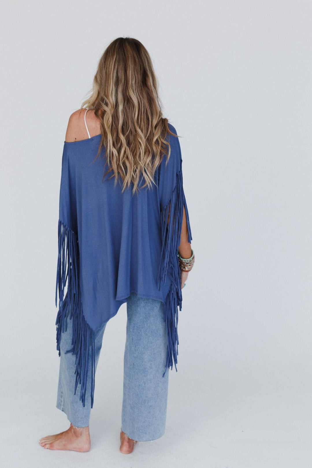 Western Showstopper Fringe Top - Denim