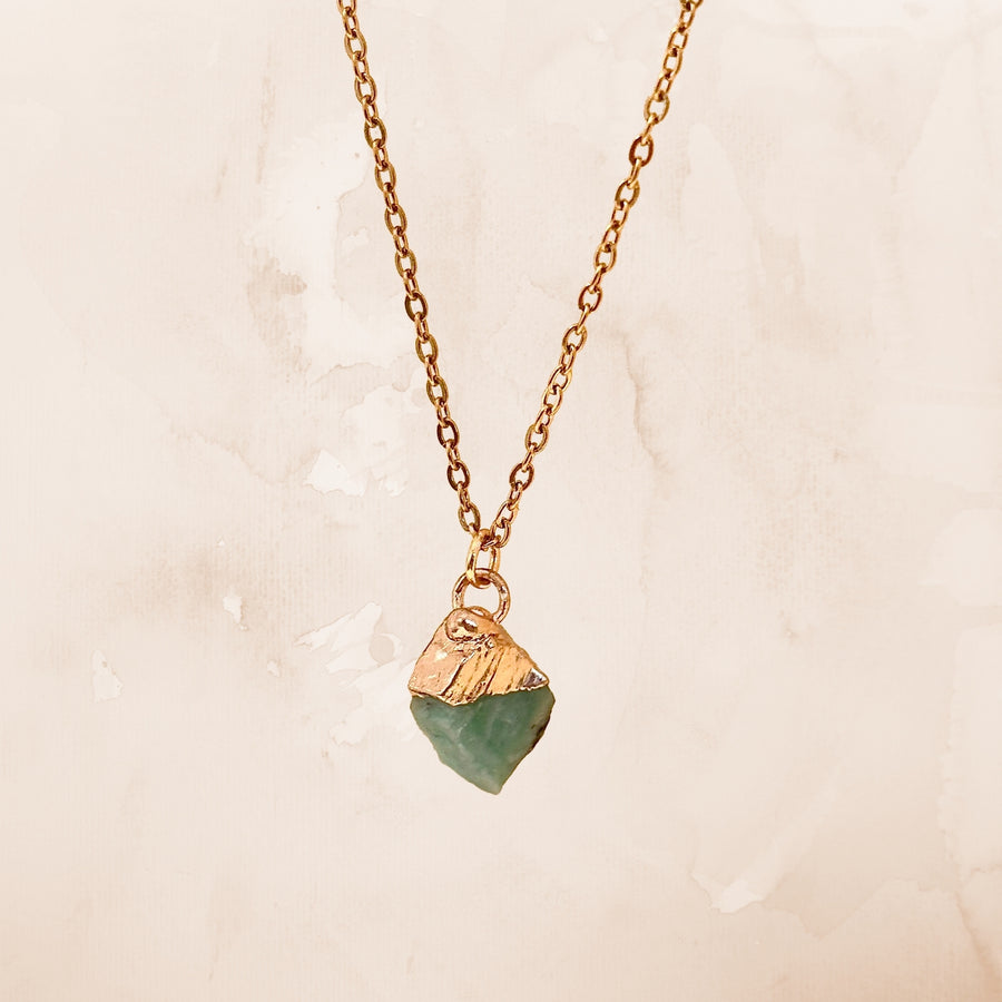 Raw Emerald Silver Crystal Necklace