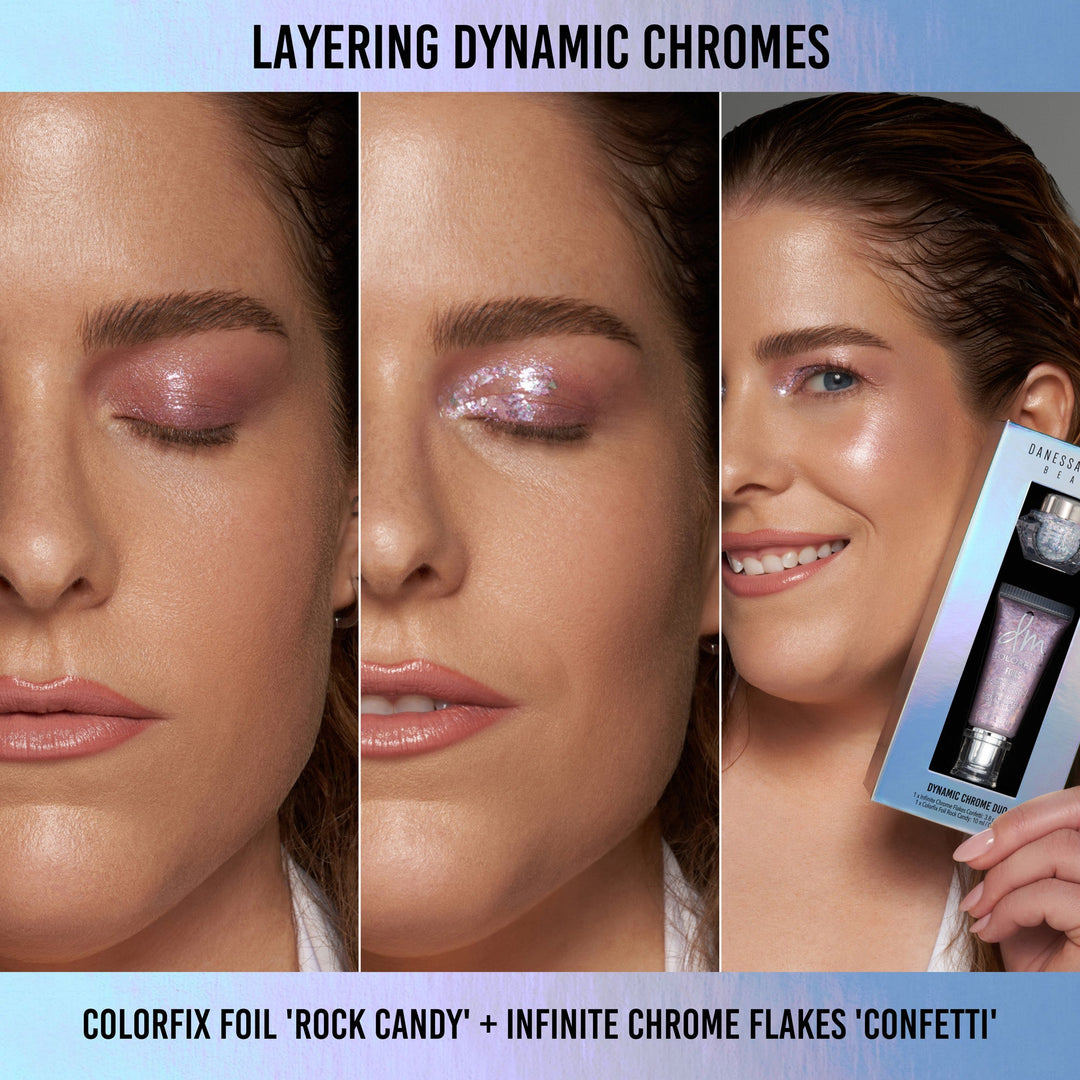 Danessa Myricks Dynamic Chrome Duo eyeshadow before and after combo