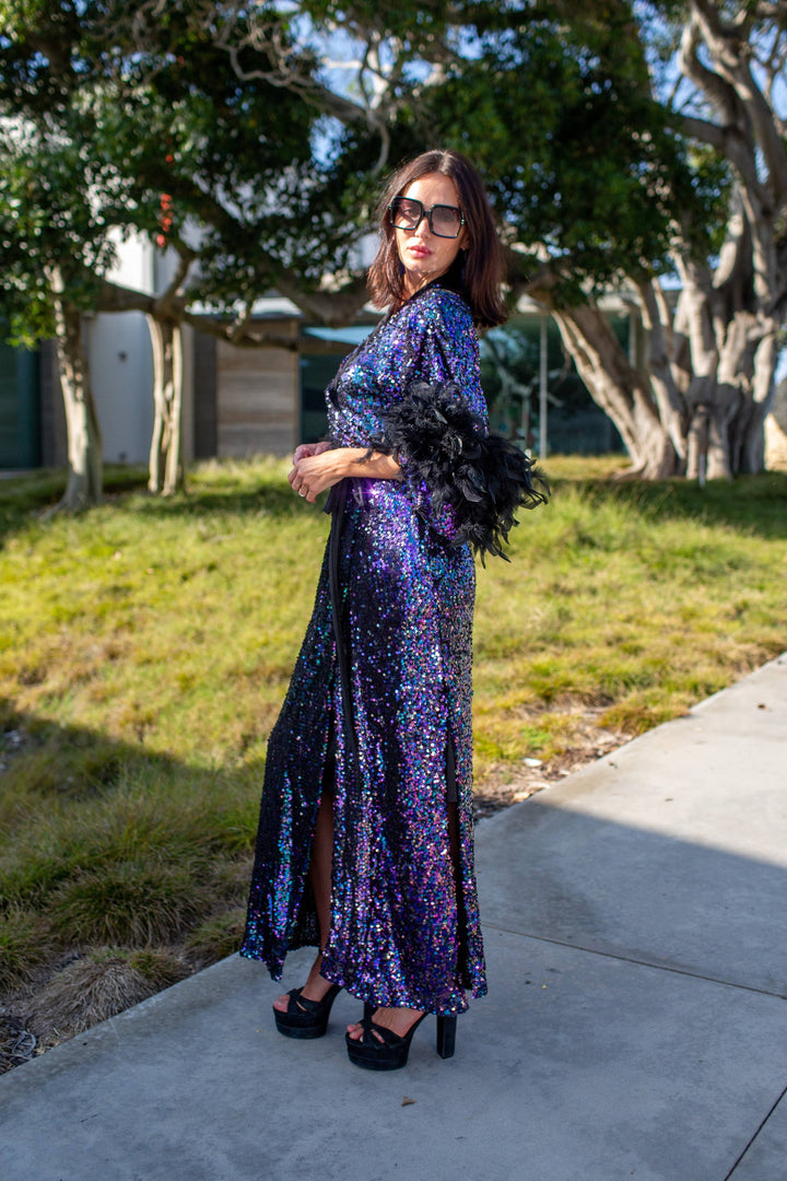 Marlene Wrap Dress in Black Amethyst