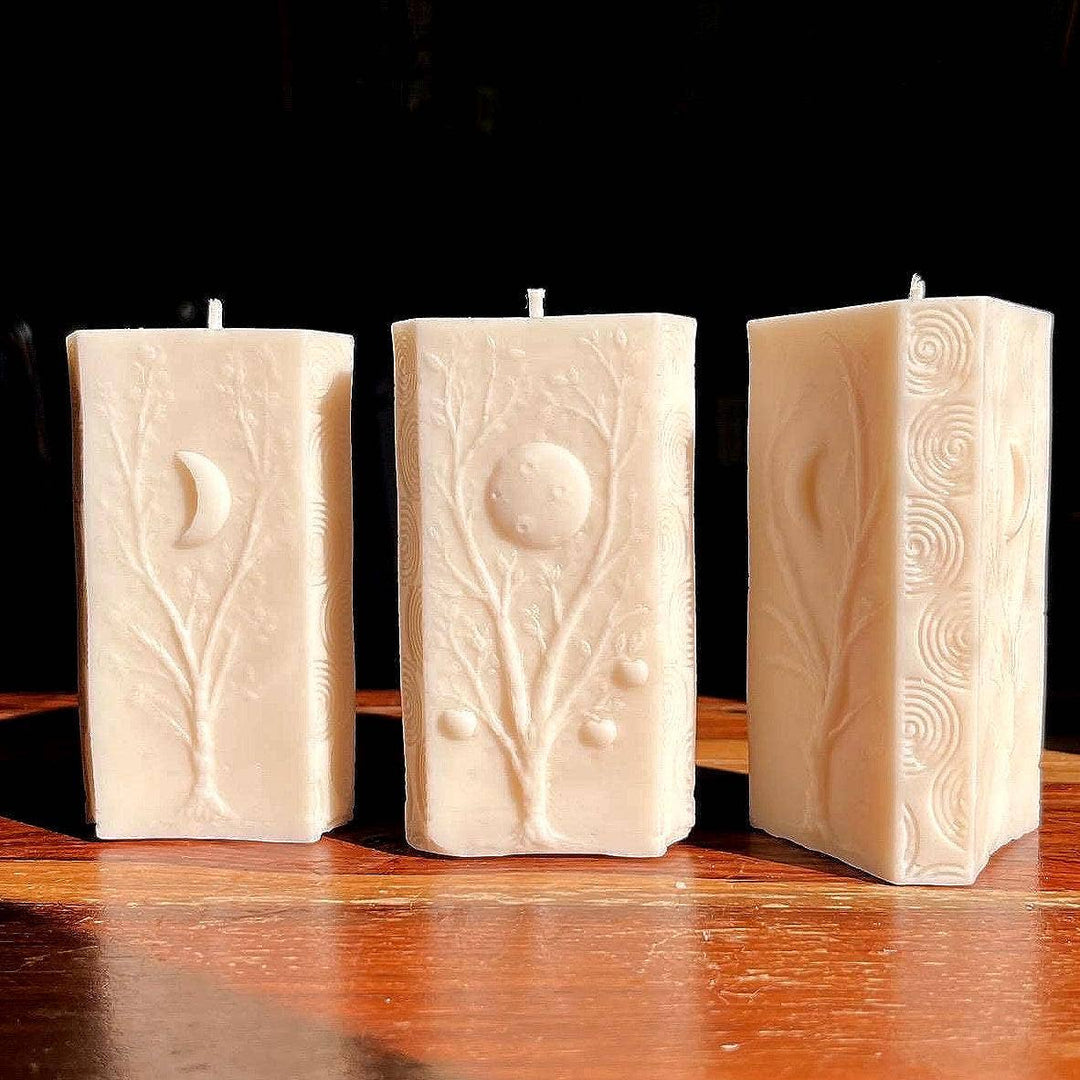 White Moon Witchy Spiritual Goddess Beeswax Candle