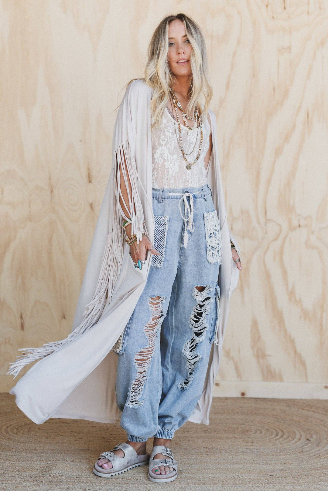 Western Showstopper Duster Kimono - Oat