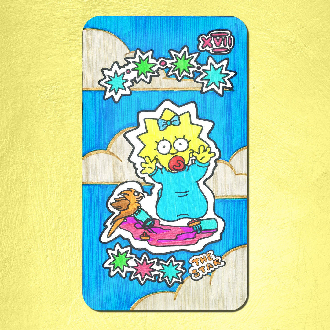 This is another card included in the deck with the lovely Maggie Simpson up to shenanigans. 