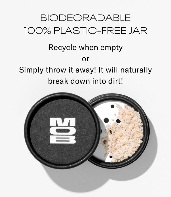 Translucent Blurring Loose Setting Powder in its packaging with the biodegradable information