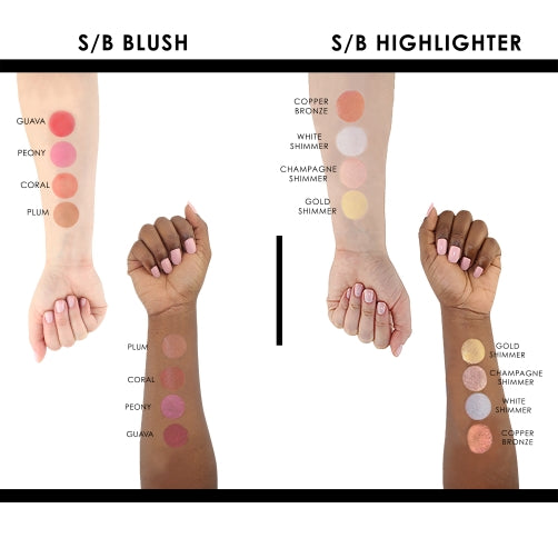 S/B Starter Set Blush & Highlighter 8 Pack swatches