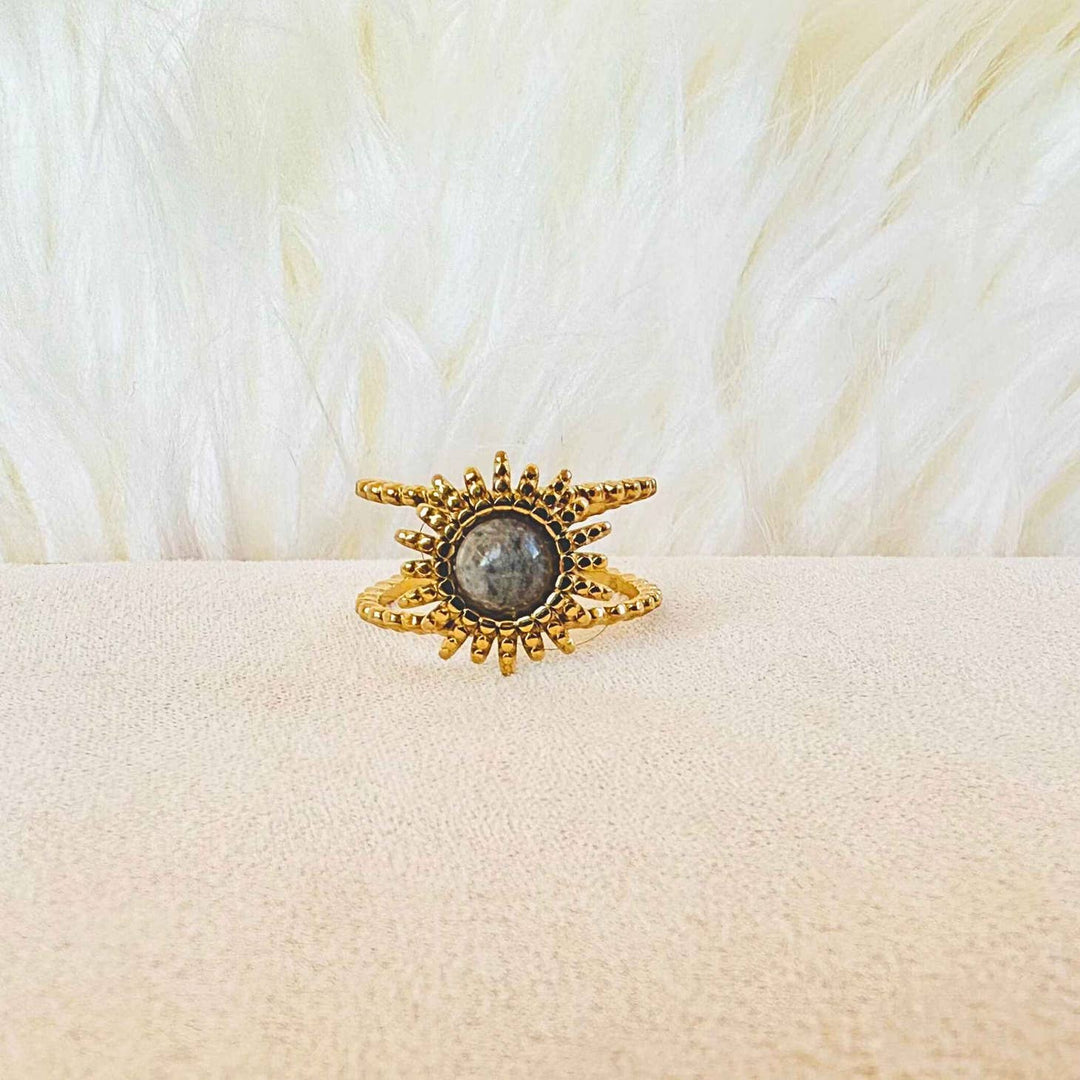 Golden Sunbeam Larvakite Ring