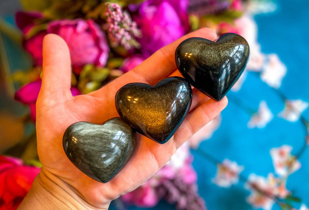 Gold Obsidian Hearts