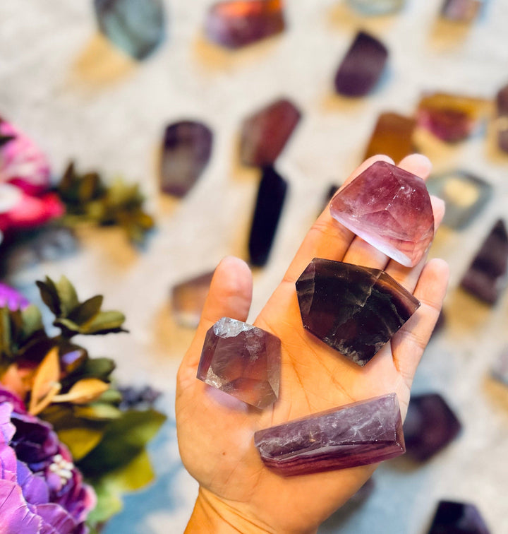 Fluorite Candy Shapes, Polished Fluorite Freeforms, Fluorescent Crystals