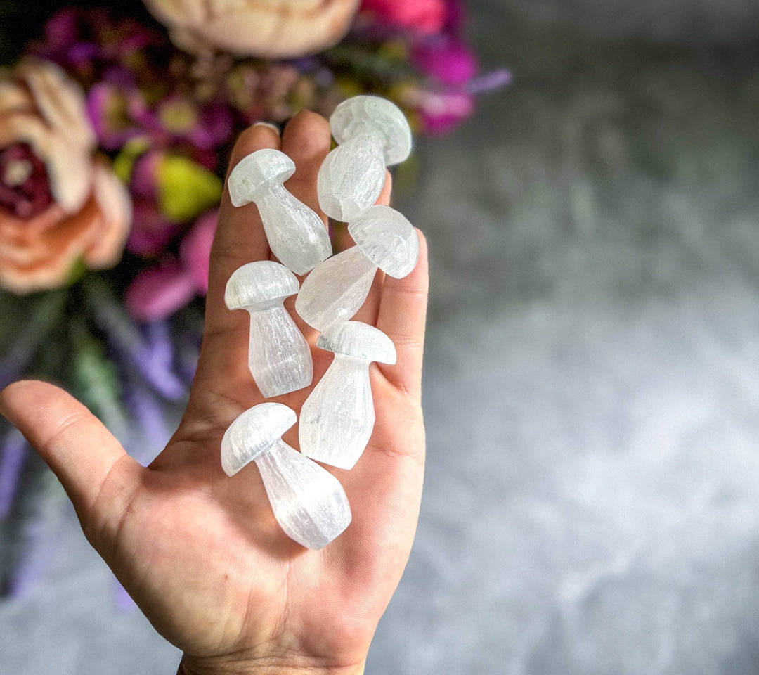 Selenite Crystal Mushrooms 1 3/4"