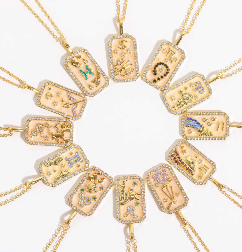 Cancer- Astrological Zodiac Tarot Card Enamel and Crystal