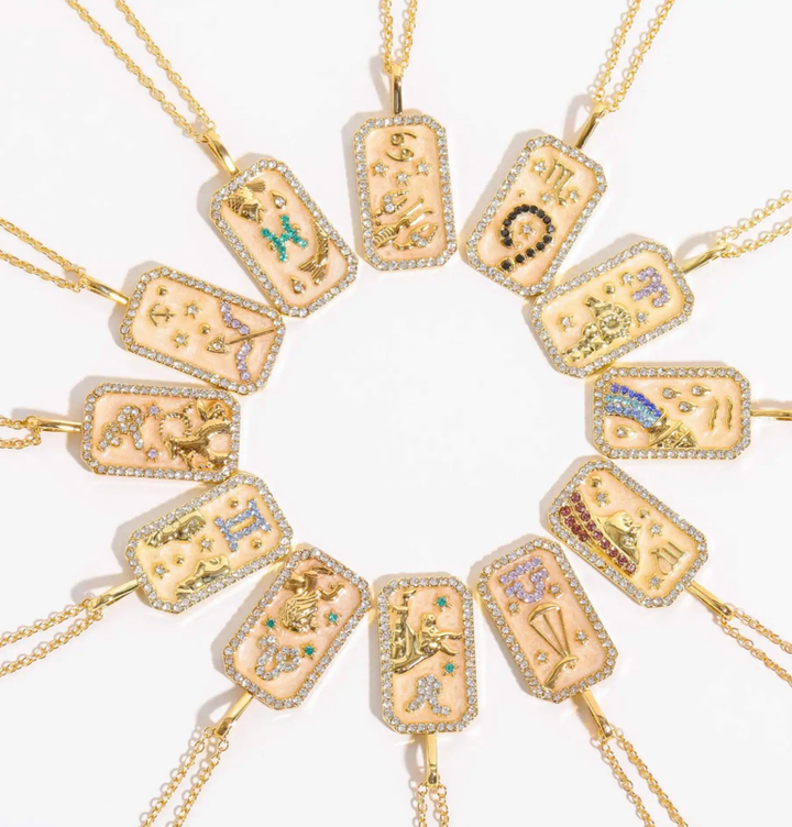 Cancer- Astrological Zodiac Tarot Card Enamel and Crystal