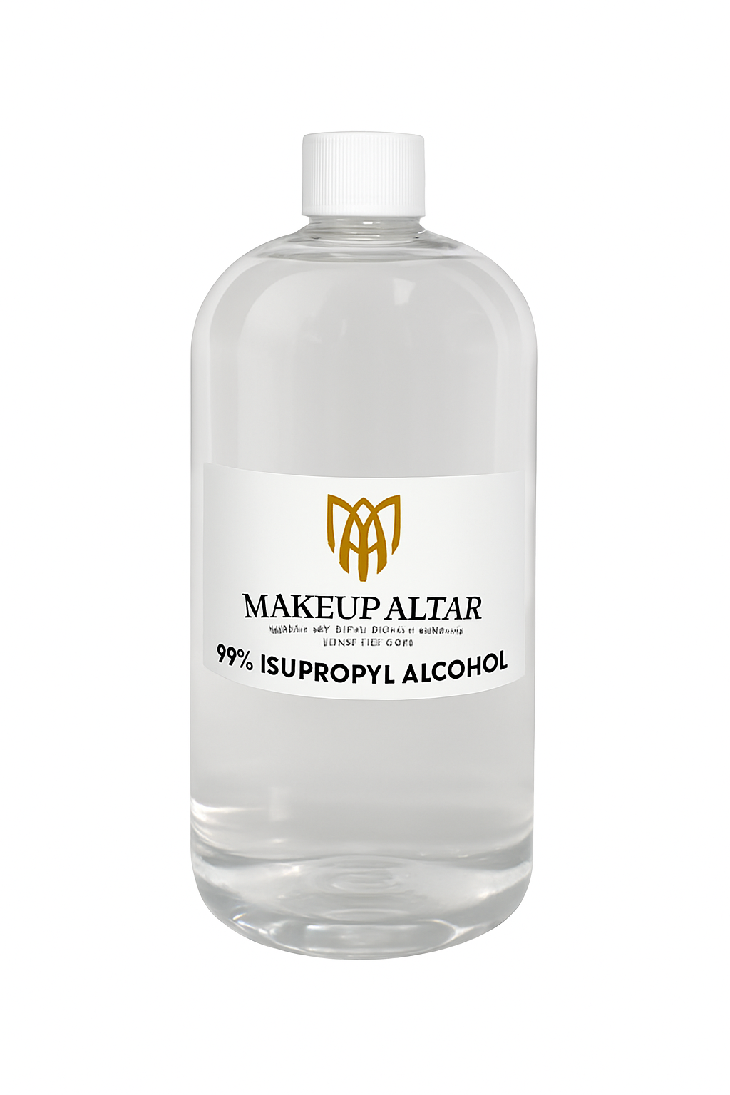 Bottle of Makeup Altar isopropyl alcohol on a white background