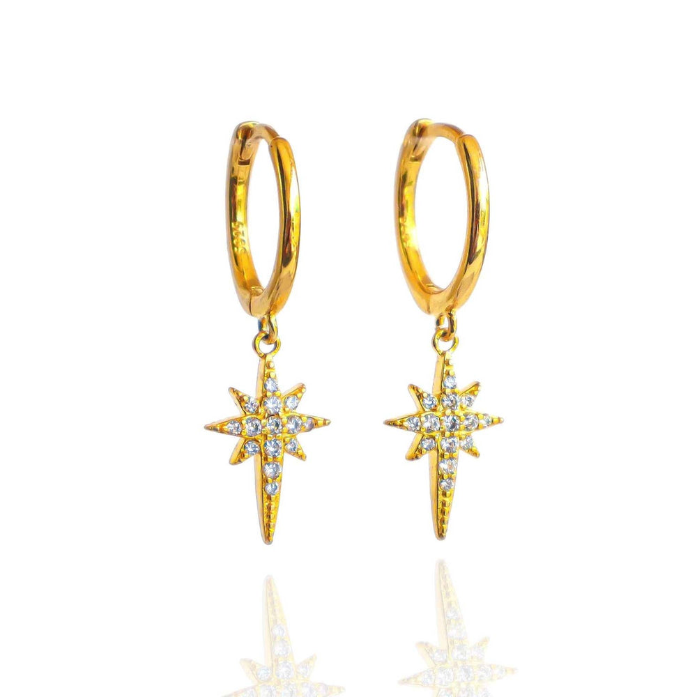 Gold Crystal Star Earrings