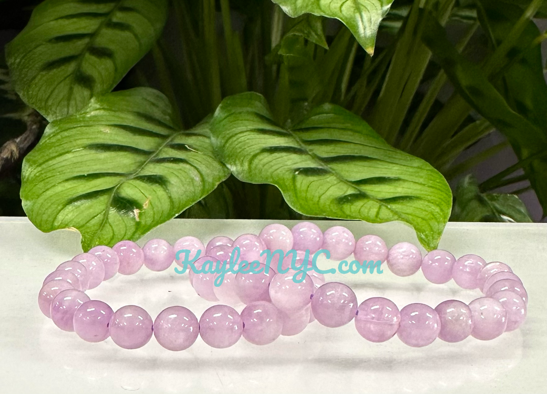 Natural Kunzite 8.4-9mm 7.5” Crystal Bracelet