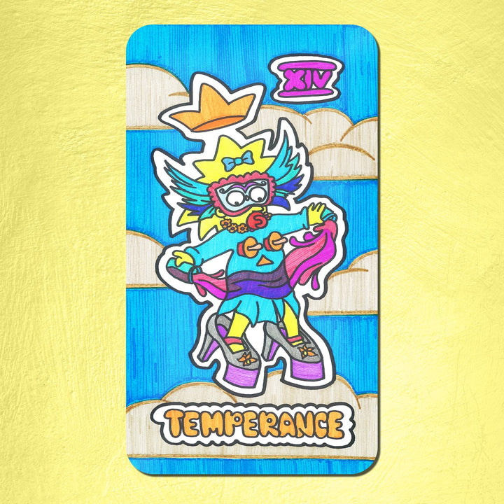 This is Maggie dressed almost in drag being a cute silly girl in the Simpsons tarot deck! 