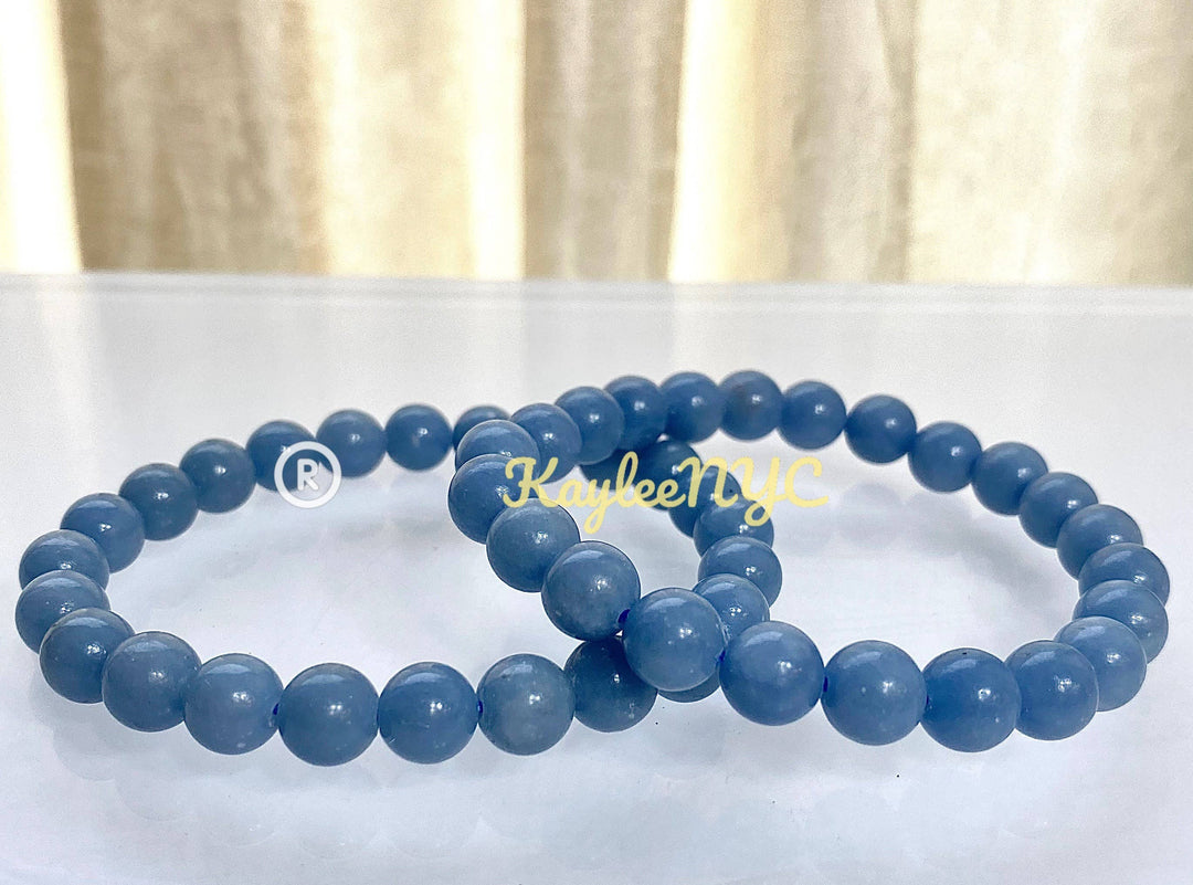 Natural Angelite 8mm 7.5” Crystal Bracelet
